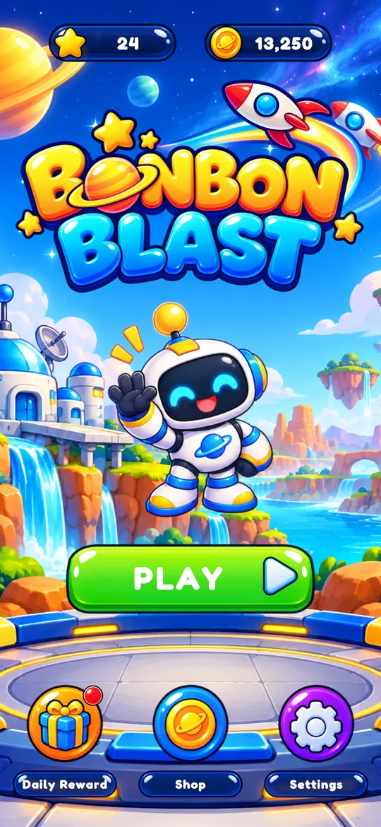 The home screen with the robot